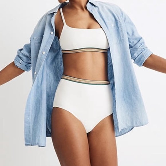 NWT Madewell Rainbow-Trimmed High-Waisted Bikini M - Picture 1 of 9